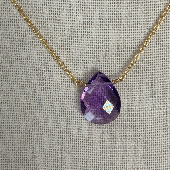 💜 Stunning South African Amethyst Faceted Necklace – 18K Gold Plated Over 925 💜 - Picture 3 of 10